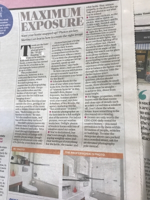 Sunday Times Home 'Maximum Exposure' article on importance of professional photography in this market